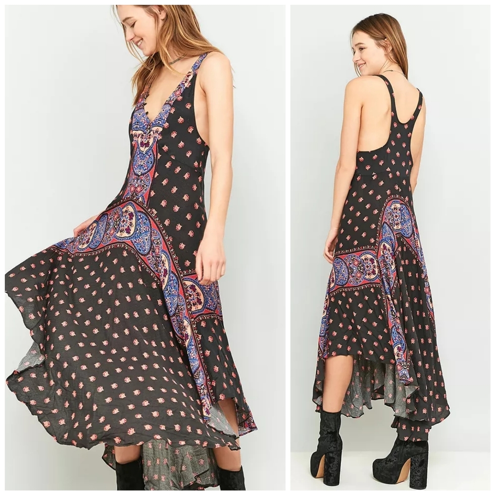 Free People Boho Flowy Midi Button Front Dress - image 1